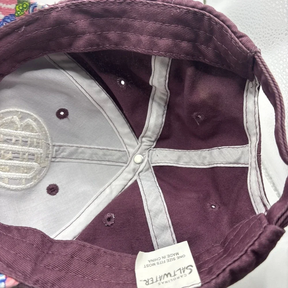 Baseball Cap Saltwater Carolinas OS Maroon Cotton OIB Ocean Isle Beach NC